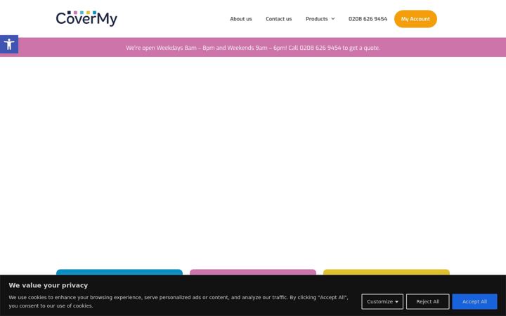 Screenshot of covermy.co.uk