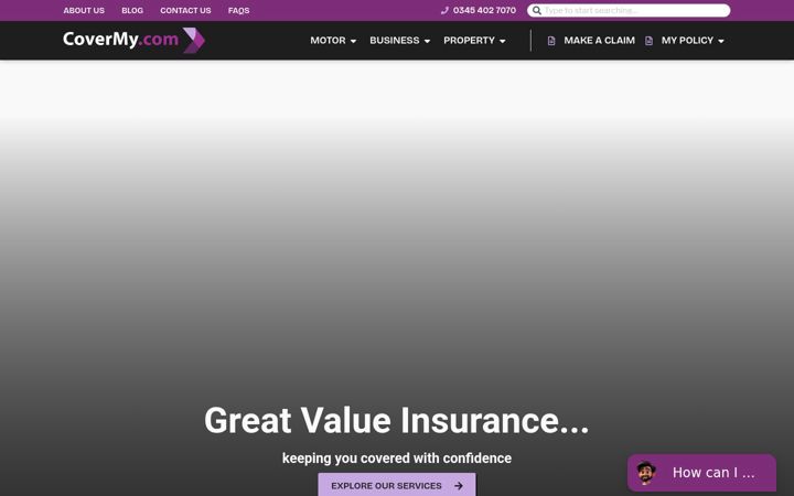 Screenshot of covermy.com