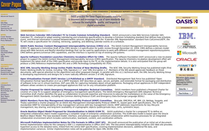 Screenshot of coverpages.org