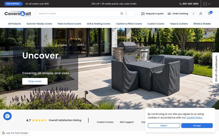 Skærmbillede af coversandall.com