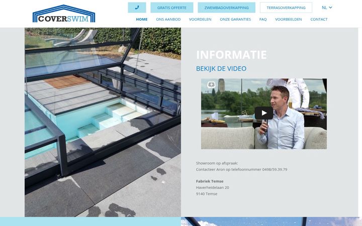 Screenshot von coverswim.be