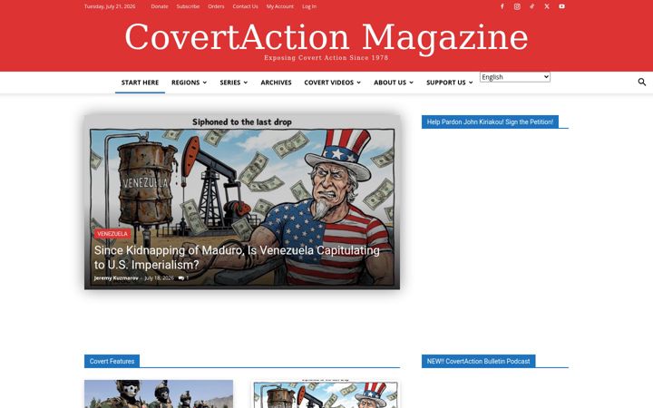 Screenshot von covertactionmagazine.com