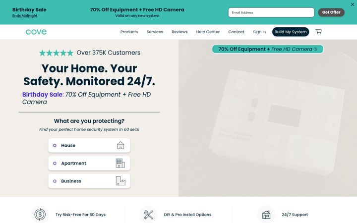 Kuvakaappaus sivustosta covesmart.com