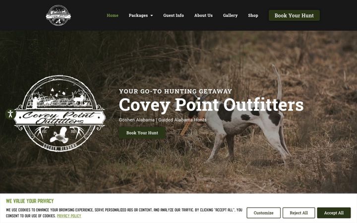 Screenshot of coveypointoutfitters.com