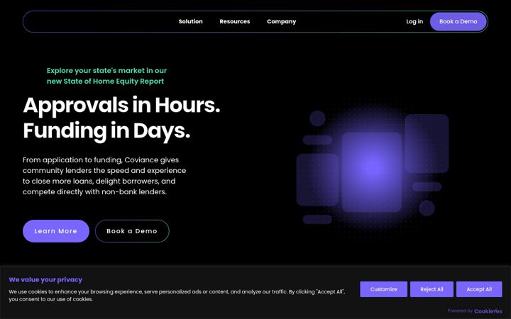 Screenshot of coviance.com