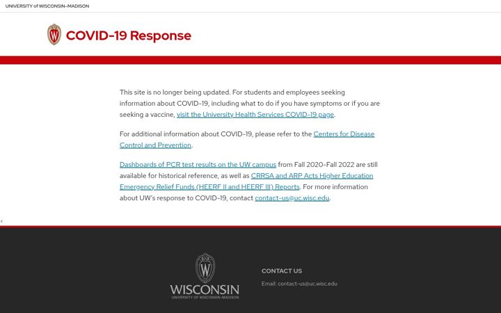 Screenshot von covidresponse.wisc.edu