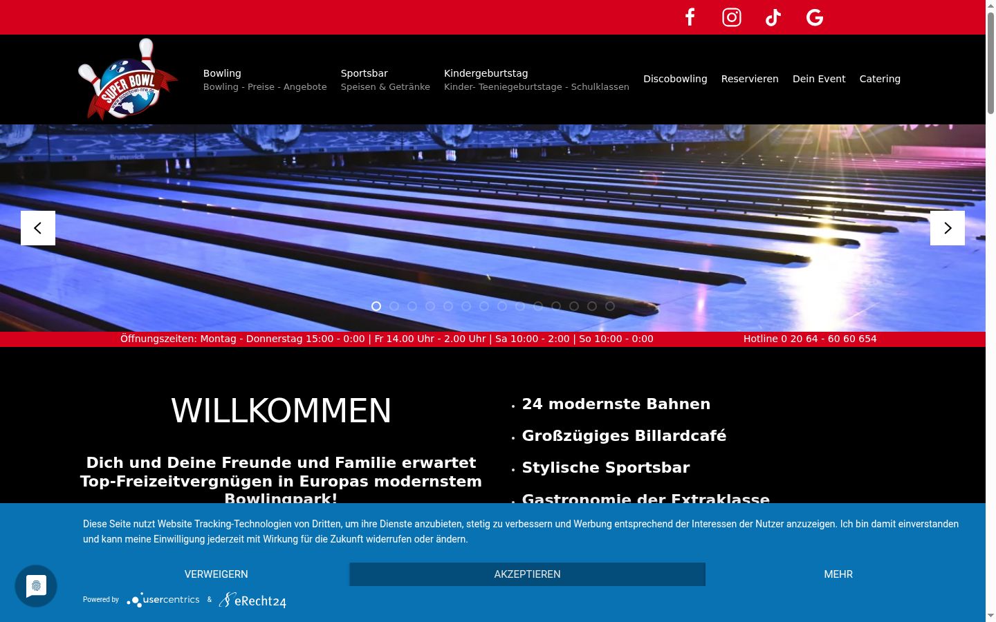 Screenshot des Einwilligungsbanners vor jeglicher Interaktion