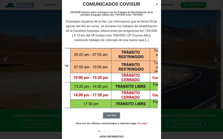 Screenshot of covisur.com.pe