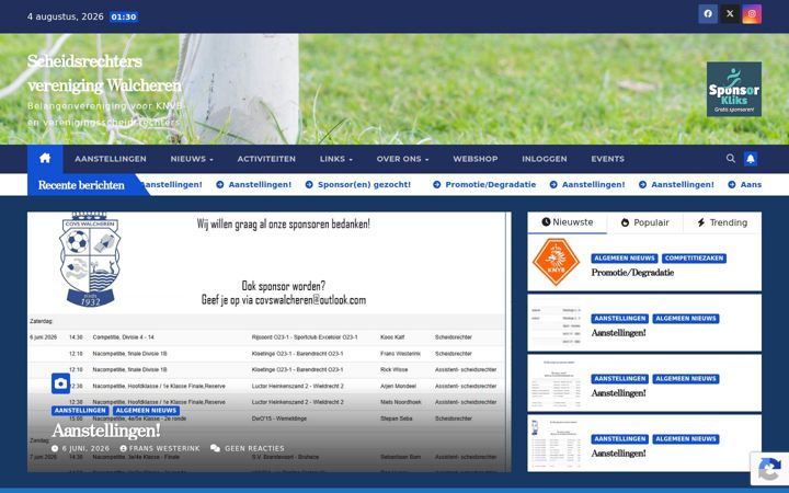 Captura de pantalla de covswalcheren.nl