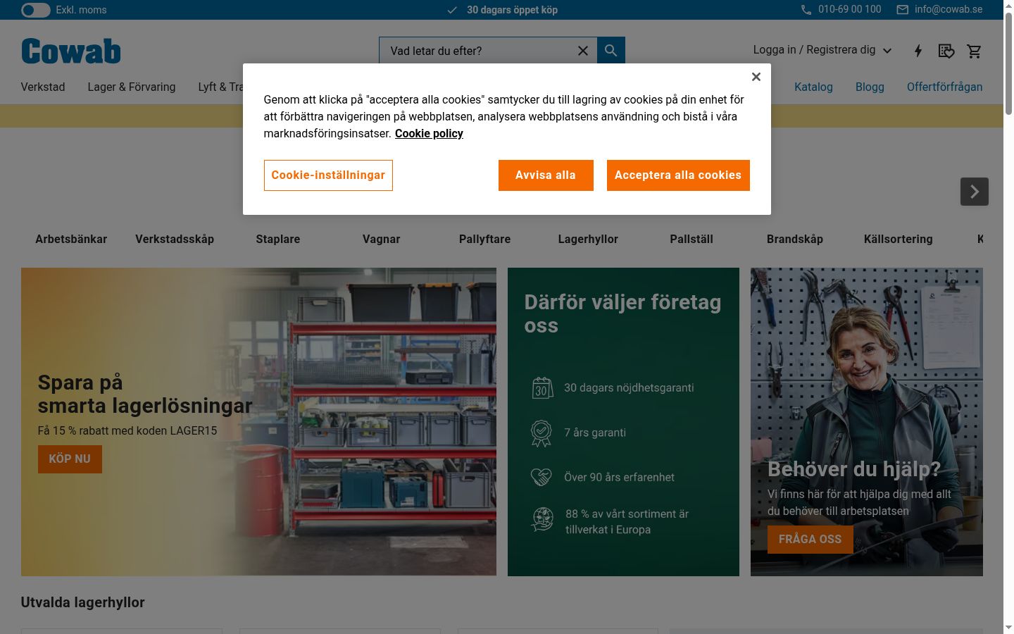 Skærmbillede af samtykkebanneret, som det blev vist før nogen interaktion