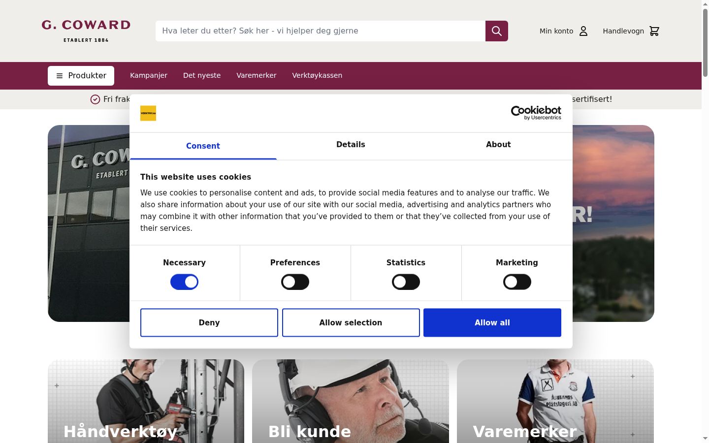 Snímka obrazovky banera súhlasu zobrazeného pred akoukoľvek interakciou