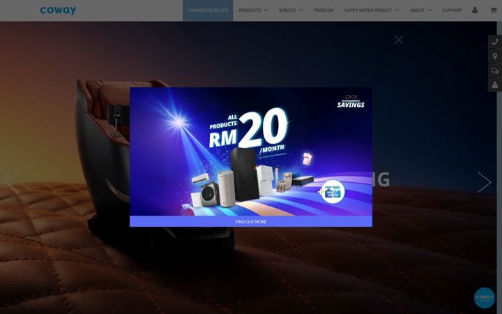 Screenshot of coway.com.my