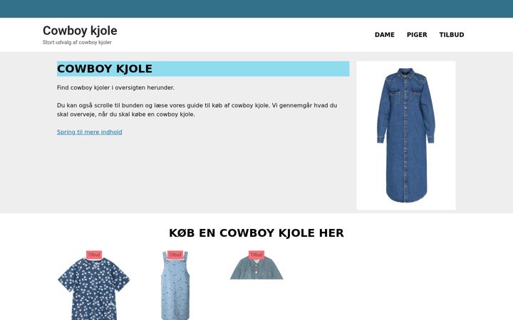 Screenshot of cowboy-kjole.dk