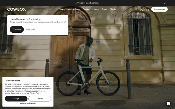 Screenshot of cowboy.bike