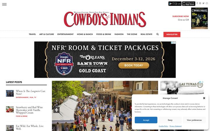 Screenshot of cowboysindians.com