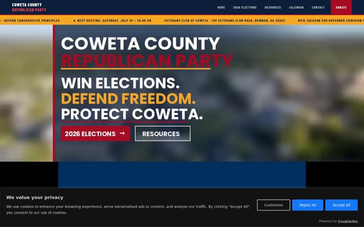 Screenshot of cowetarepublicanparty.com