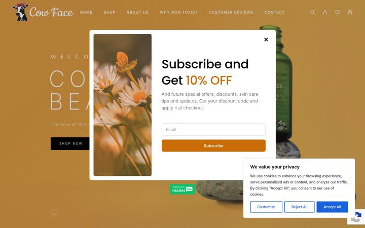 Screenshot of cowfacebeauty.com