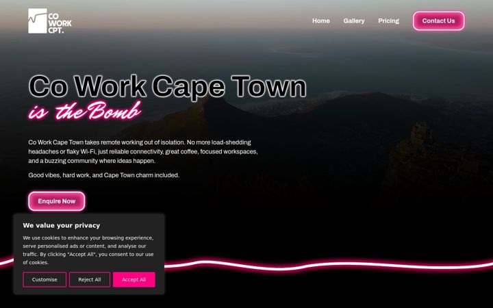 Screenshot of coworkcapetown.com