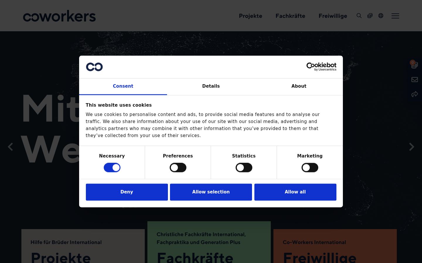 Screenshot tal-banner tal-kunsens muri qabel kwalunkwe interazzjoni