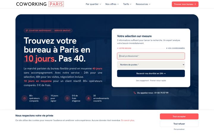 Screenshot of coworking-paris.fr