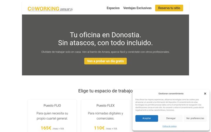 Screenshot of coworkingamara.com