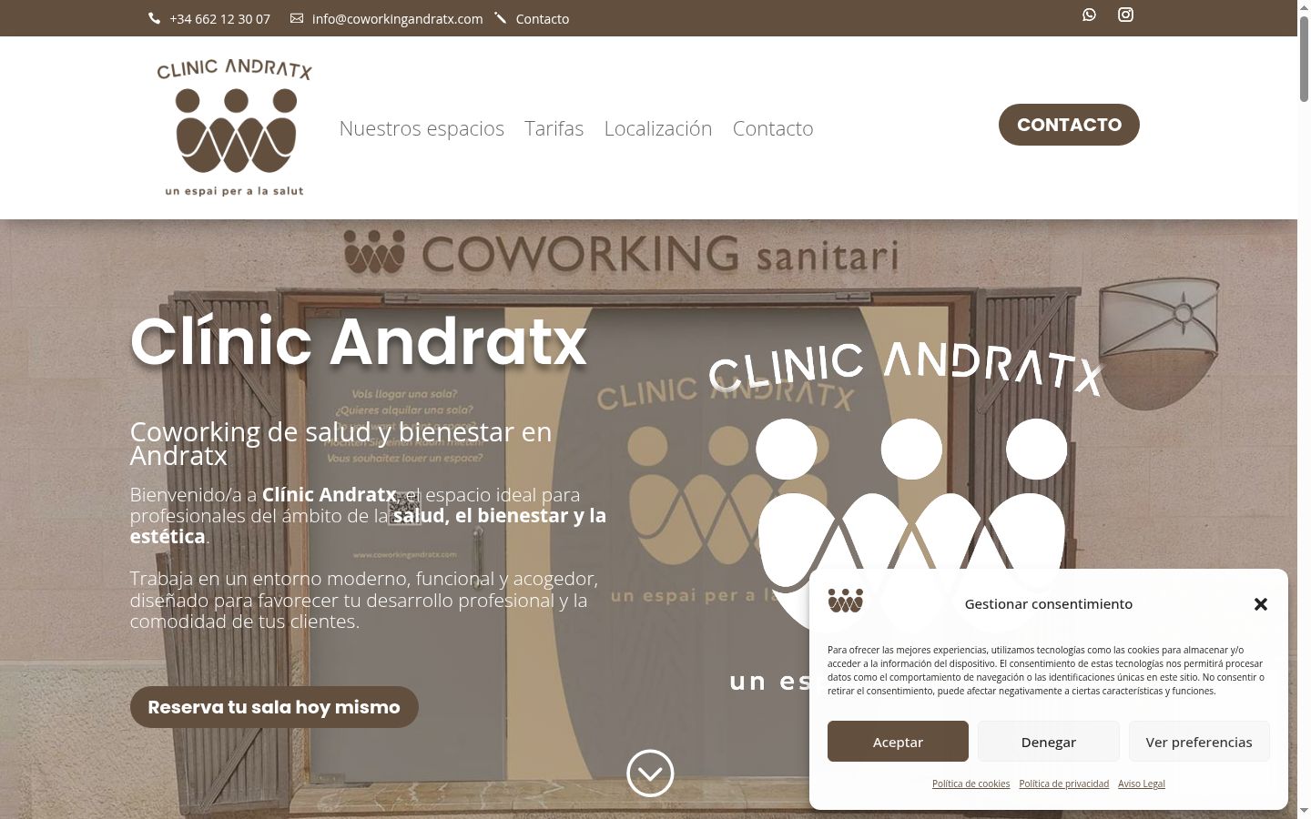 Captura de ecrã do banner de consentimento apresentado antes de qualquer interação