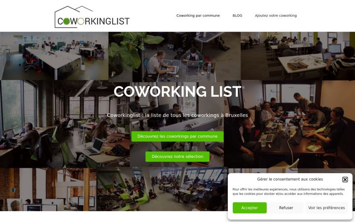 Screenshot of coworkinglist.be