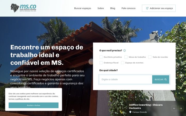 Screenshot of coworkingms.com.br