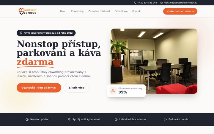 Skärmbild av coworkingolomouc.cz