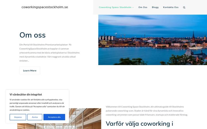Screenshot of coworkingspacestockholm.se
