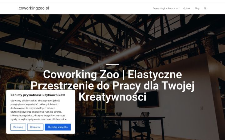 Snímek obrazovky coworkingzoo.pl