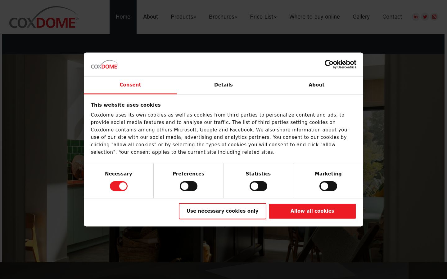 Screenshot van de toestemmingsbanner zoals getoond vóór enige interactie