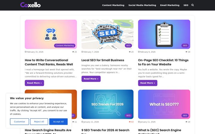 Screenshot of coxello.com