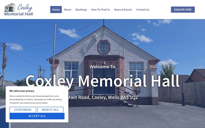 Screenshot of coxleymemorialhall.co.uk