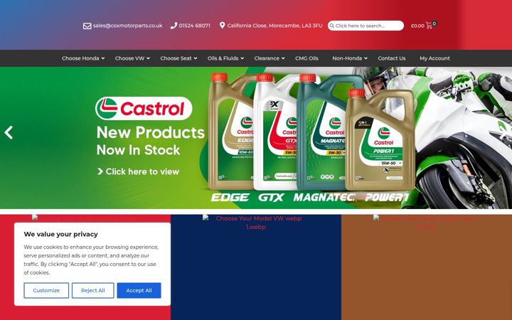 Screenshot of coxmotorparts.co.uk