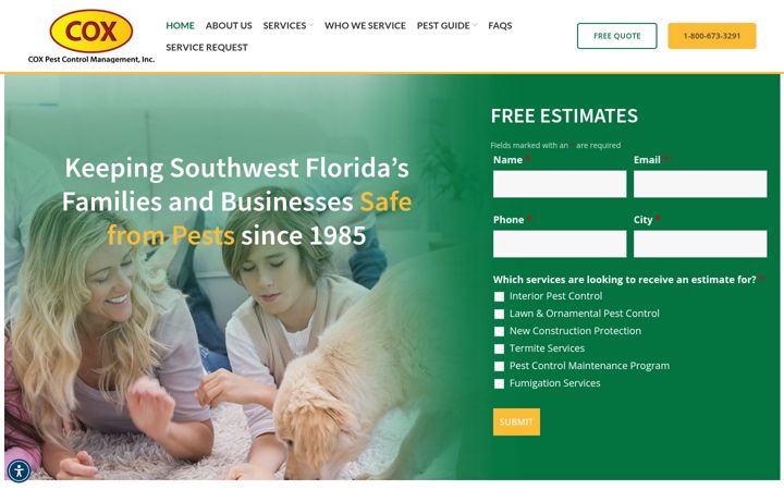 Screenshot of coxpest.com