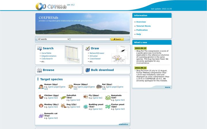 Screenshot of coxpresdb.jp