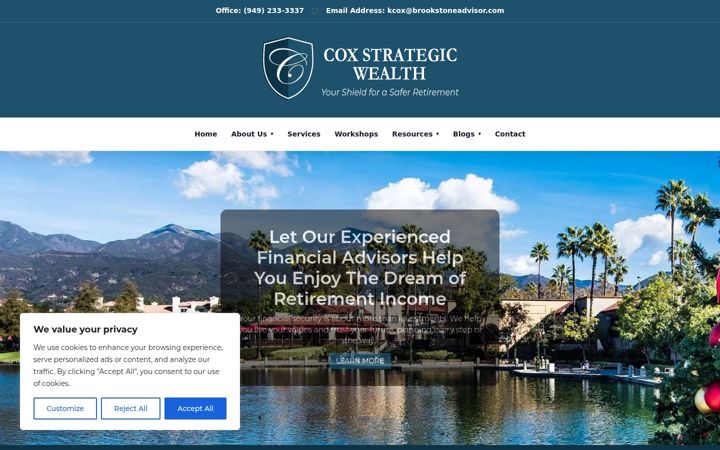 Screenshot of coxstrategicwealth.com