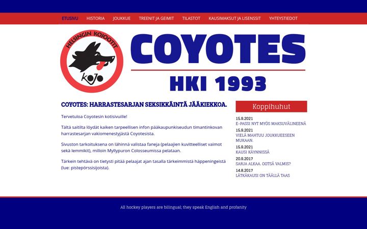 Screenshot di coyotes.fi