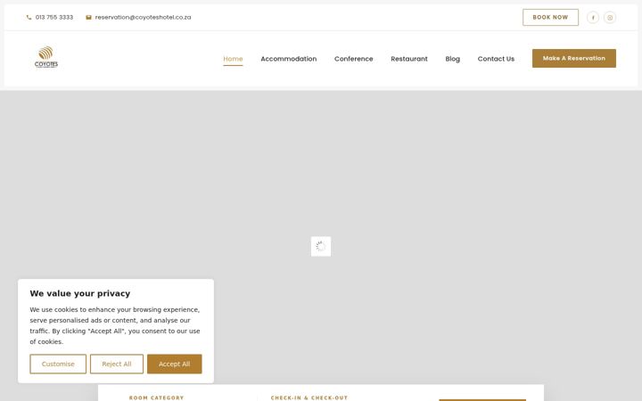 Snímek obrazovky coyoteshotel.co.za