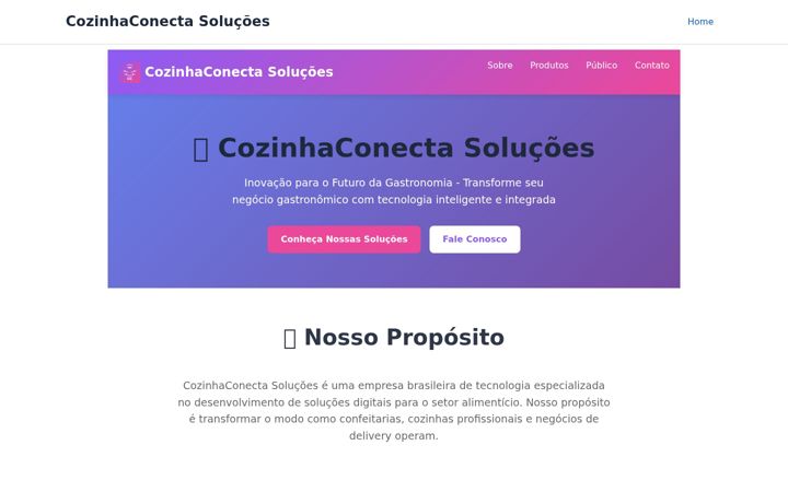 Captură de ecran a cozinhaconectasolucoes.com.br