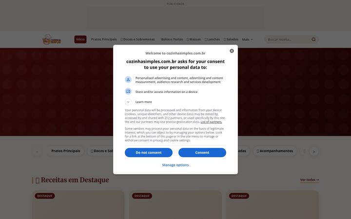 Screenshot of cozinhasimples.com.br