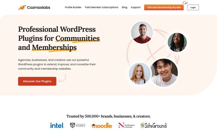 Screenshot of cozmoslabs.com