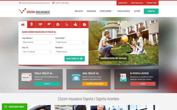 Skärmbild av cozumsigortacilik.com.tr