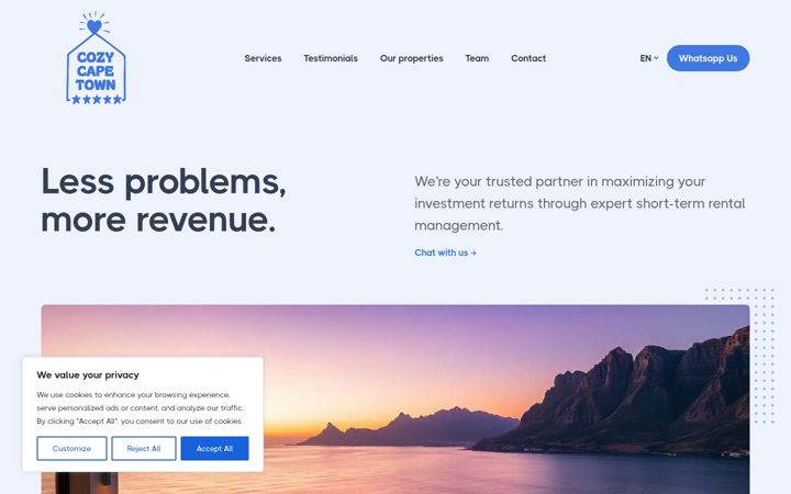 Screenshot of cozy.capetown