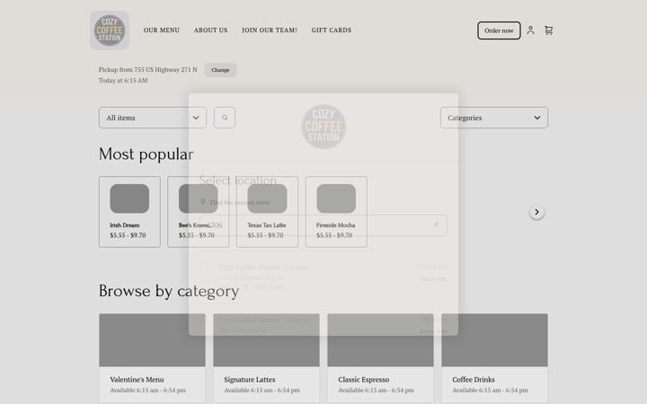 Screenshot of cozycoffeestation.com