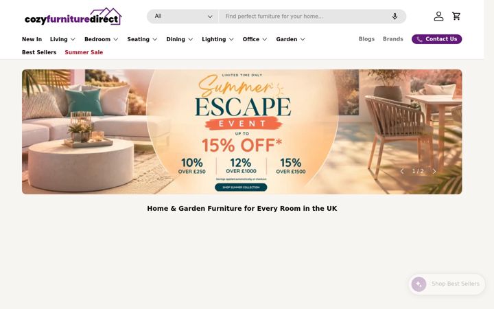 Screenshot of cozyfurnituredirect.co.uk
