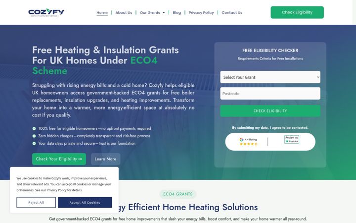 Screenshot of cozyfy.co.uk