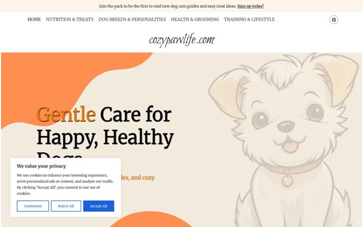 Screenshot of cozypawlife.com