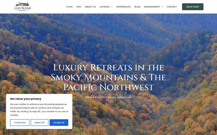 Screenshot of cozyrentalgetaways.com
